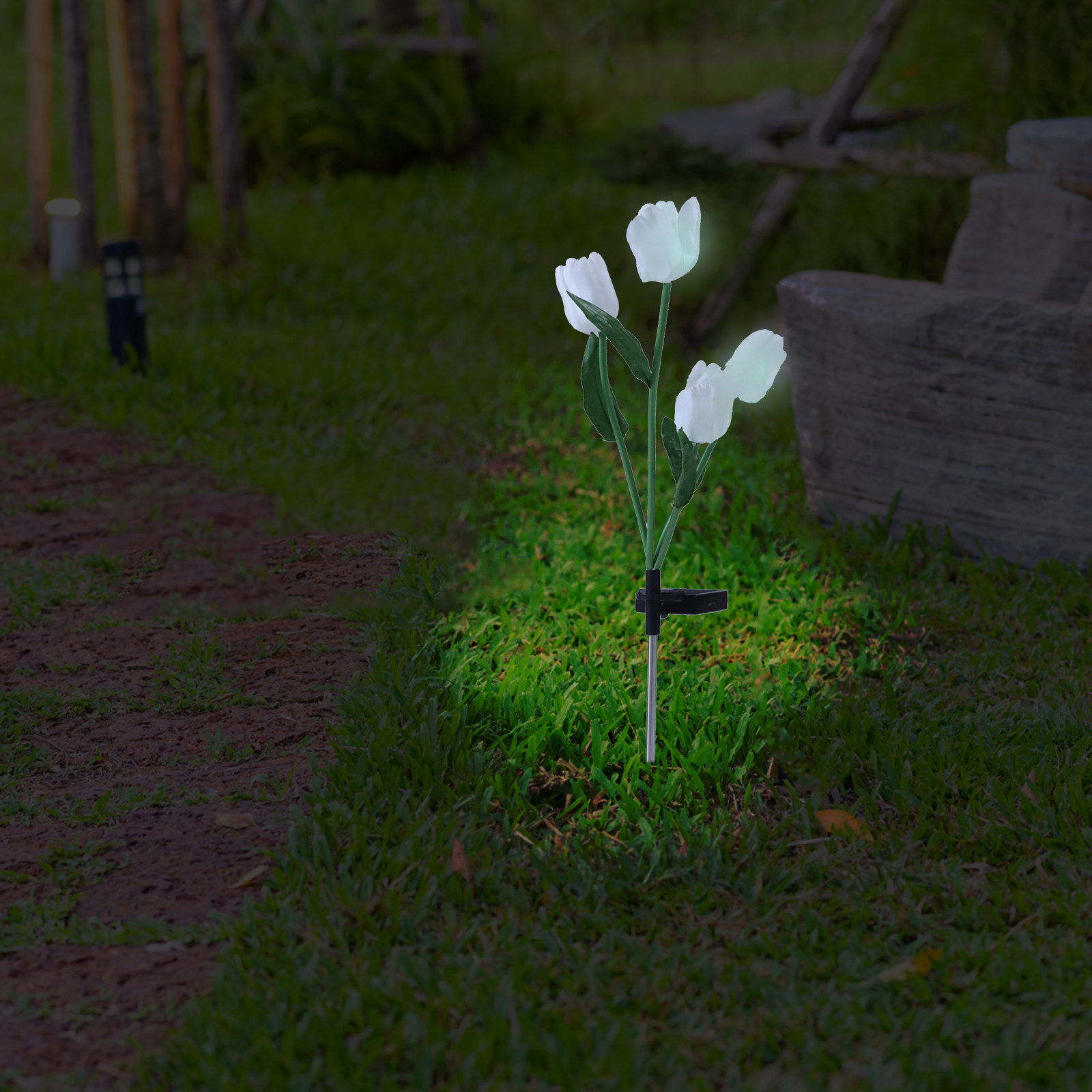 Outdoor Power Stake - Solar Garden Stake Lights Tulip Shaped