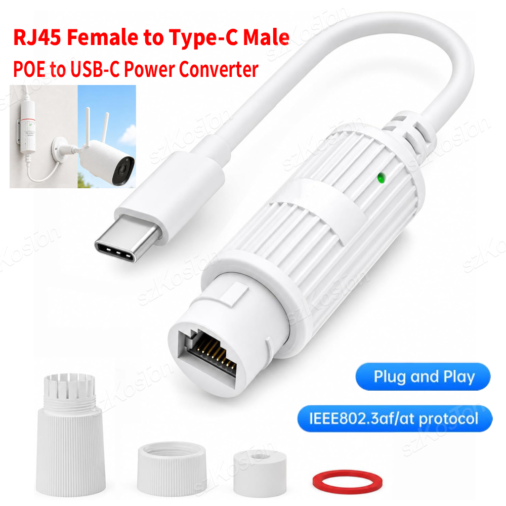 Outdoor Power Monitor - POE to USB-C Power Converter RJ45