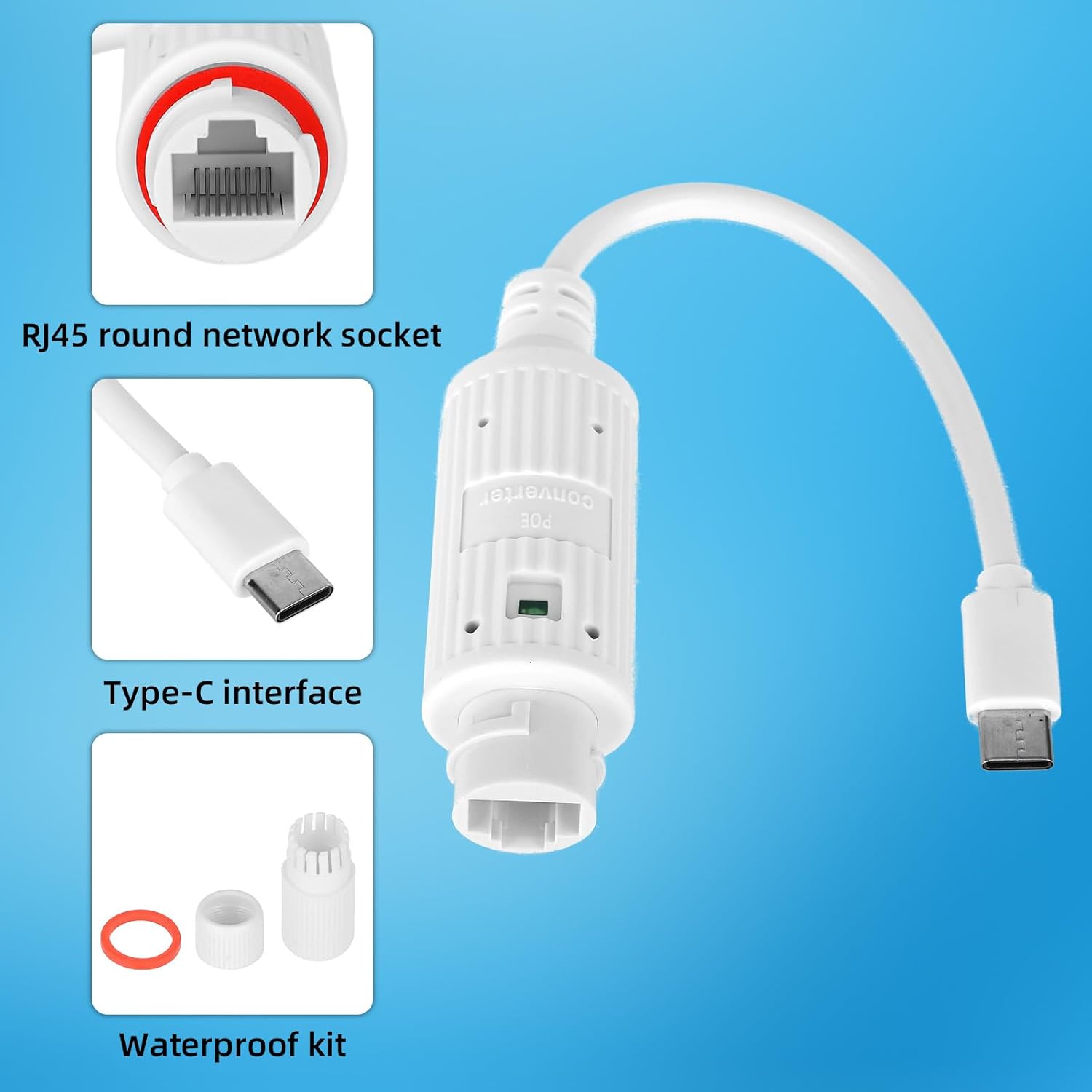 Outdoor Power Monitor - POE to USB-C Power Converter Outdoor