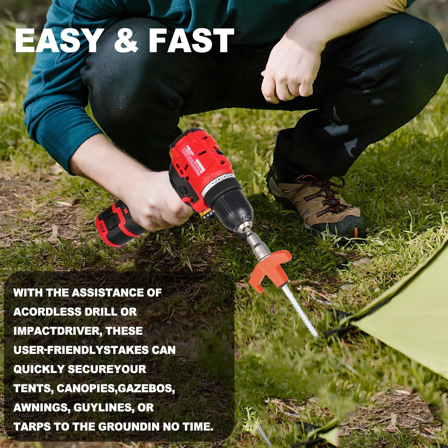 5/10pc Screw in Tent Stakes He - Outdoor Power Stake review and price